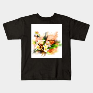 Beautiful tropical flowers on white Kids T-Shirt